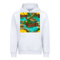 White Lake Boat Rudder And Sunflowers Seamless Pattern Urban Hoodie - BundleAndBundleShop