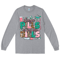Heather Grey slingin' pills to pay the bills Long Sleeve Tee - MaliasSmallBusiness