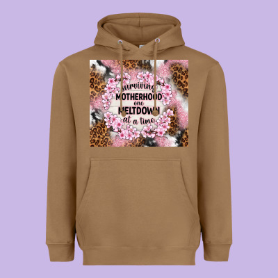 Surviving Motherhood One Meltdown At The Time Heavyweight Hoodie Designed By Tumblerdesignbyshophia