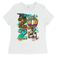 White 2024 graduate leopard Ladies Tee - AdoDesignShop