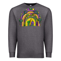 Charcoal Heather mardi gras rainbow and fleur de lis Premium Sweatshirt - CowGirlArtShop