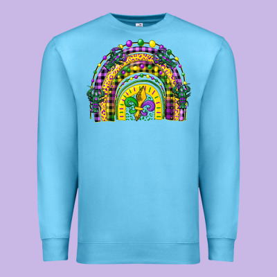 Mardi Gras Rainbow And Fleur De Lis Premium Sweatshirt Designed By Cowgirlartshop