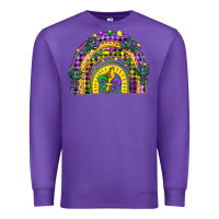 Purple mardi gras rainbow and fleur de lis Premium Sweatshirt - CowGirlArtShop