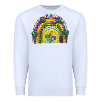 White mardi gras rainbow and fleur de lis Premium Sweatshirt - CowGirlArtShop