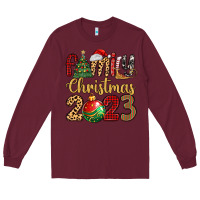 Burgundy family christmas 2023 Long Sleeve Tee - MaliasSmallBusiness