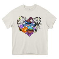 Cream stitch heart halloween Heavy Core Tee - AdoDesignShop