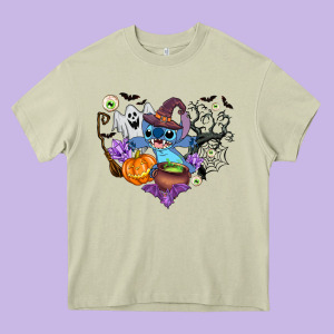 Stitch Heart Halloween Heavy Core Tee Designed By Adodesignshop