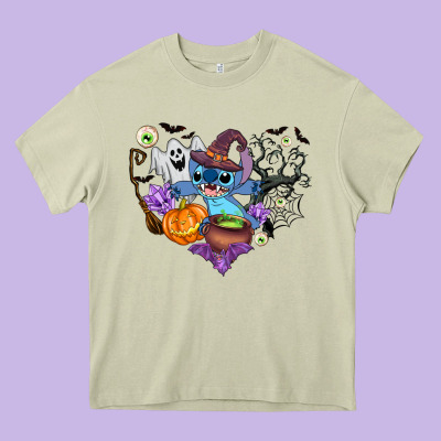 Stitch Heart Halloween Heavy Core Tee Designed By Adodesignshop