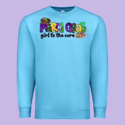 Mardi Gras Girl To The Core Premium Sweatshirt Designed By Cowgirlartshop