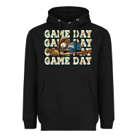 Black game day baseball Heavyweight Hoodie - HowdyJamesFarm