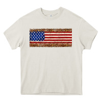 Cream usa flag leopard Heavy Core Tee - JahusDesignShop