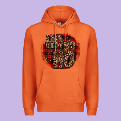Ho Ho Ho Wood Slice Ornament Premium Hoodie Designed By Jahusdesignshop