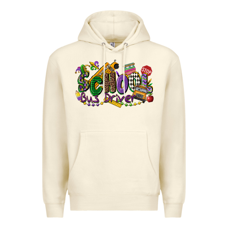 School Bus Driver Mardi Gras Premium Hoodie by CowGirlArtShop | Teevron