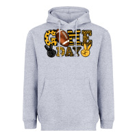 Heather Grey Game day yellow and black team color Heavyweight Hoodie - HowdyJamesFarm