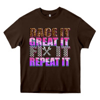 Chocolate Brown race ıt great ıt fıx ıt repeat ıt Heavy Core Tee - AdoDesignShop