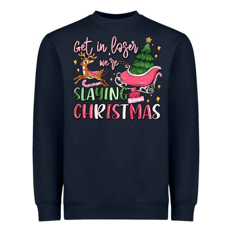 Get In Loser We're Slaying Christmas Heavyweight Sweatshirt by MaliasSmallBusiness | Teevron