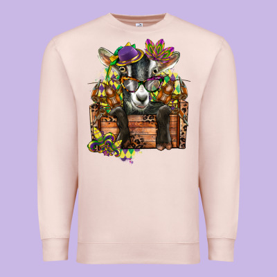 Mardi Gras Goat Premium Sweatshirt Designed By Cowgirlartshop