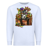 White mardi gras goat Premium Sweatshirt - CowGirlArtShop