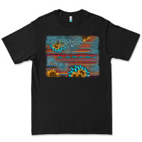 Black sunflower gemstone serape background Premium Tee - AdoDesignShop