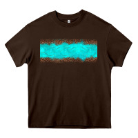 Chocolate Brown turquoise leopard Heavy Core Tee - JahusDesignShop