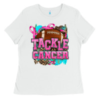 White tackle cancer Ladies Tee - AdoDesignShop