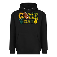 Black Game day yellow and green team color Heavyweight Hoodie - HowdyJamesFarm