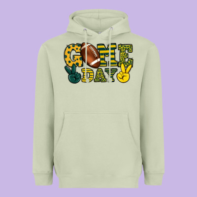 Game Day Yellow And Green Team Color Heavyweight Hoodie Designed By Howdyjamesfarm