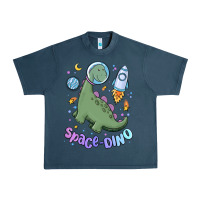 Midnight Navy space dino Urban Heavy Tee - MaliasSmallBusiness