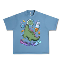 Pebble Blue space dino Urban Heavy Tee - MaliasSmallBusiness