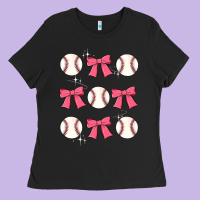 Baseball Coquette Bow Ladies Tee Designed By Jahusdesignshop