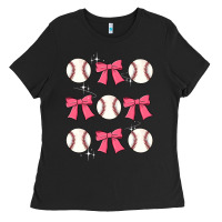 Black baseball coquette bow Ladies Tee - JahusDesignShop