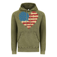 Vintage Olive american heart flag Vintage Hoodie - MaliasSmallBusiness