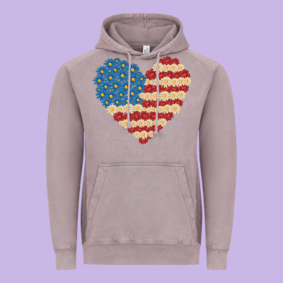 American Heart Flag Vintage Hoodie Designed By Maliassmallbusiness