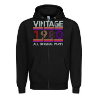 Black Vintage 1980 Birthday Zipper Hoodie - Bettercallsaul