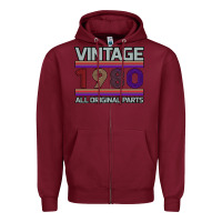 Burgundy Vintage 1980 Birthday Zipper Hoodie - Bettercallsaul