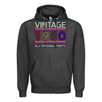 Charcoal Heather Vintage 1980 Birthday Zipper Hoodie - Bettercallsaul