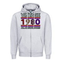 Heather Grey Vintage 1980 Birthday Zipper Hoodie - Bettercallsaul