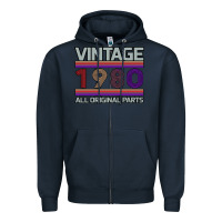 Vintage 1980 Birthday Zipper Hoodie | Teevron