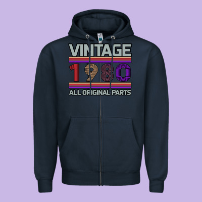 Vintage 1980 Birthday Zipper Hoodie Designed By Bettercallsaul