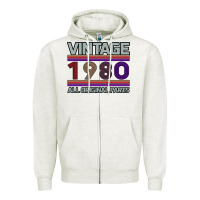 Oatmeal Heather Vintage 1980 Birthday Zipper Hoodie - Bettercallsaul