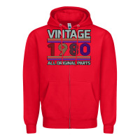 Red Vintage 1980 Birthday Zipper Hoodie - Bettercallsaul