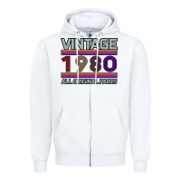 White Vintage 1980 Birthday Zipper Hoodie - Bettercallsaul