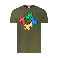 Vintage Olive autism puzzle Vintage Tee - MaliasSmallBusiness