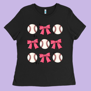 Baseball Coquette Bow Ladies Tee Designed By Jahusdesignshop