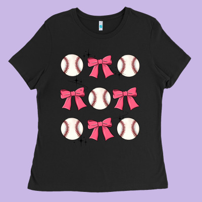 Baseball Coquette Bow Ladies Tee Designed By Jahusdesignshop