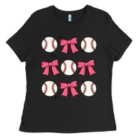 Black baseball coquette bow Ladies Tee - JahusDesignShop