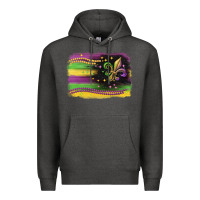 Charcoal Heather mardi gras flag Premium Hoodie - CowGirlArtShop