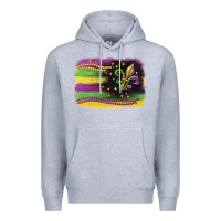 Heather Grey mardi gras flag Premium Hoodie - CowGirlArtShop