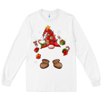 White custom christmas gnome Long Sleeve Tee - MaliasSmallBusiness