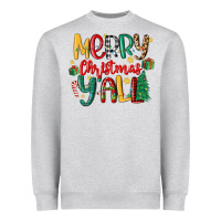 Heather Grey merry christmas y'all Heavyweight Sweatshirt - MaliasSmallBusiness